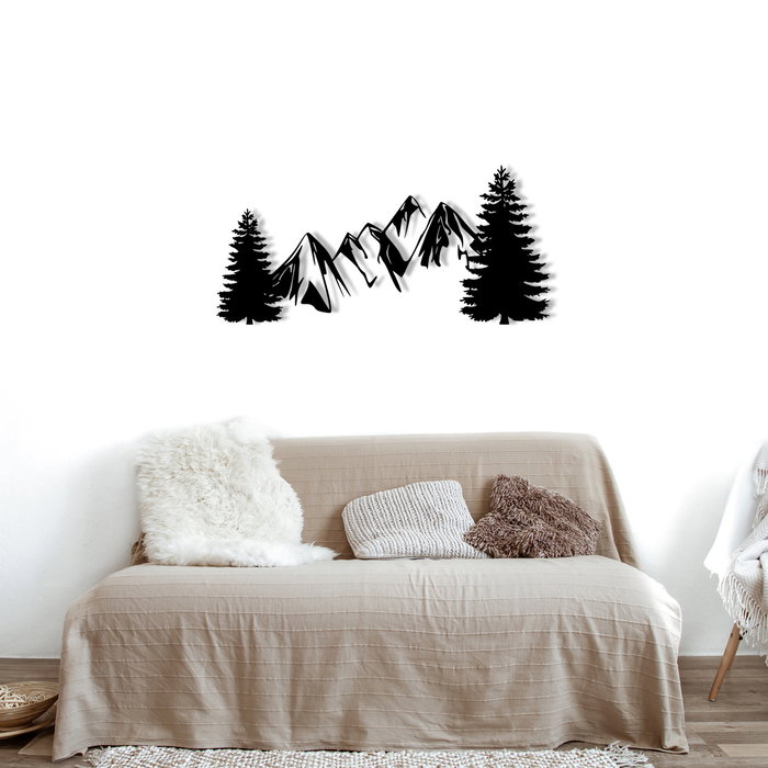 Wallity Pine Escultura de pared de metal negro